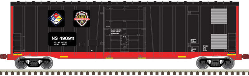 NSC 5111 50' Plug-Door Boxcar - Ready to Run -- Norfolk Southern 490411 (First Responder, black, red)