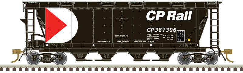 Slab-Side Covered Hopper - Ready to Run - Master(R) -- Canadian Pacific 381306 (8 Hatch, black, red, white)