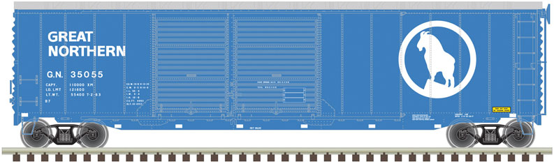 Postwar 50' Double-Door Boxcar - Ready to Run - Master(R) -- Great Northern 35809 (Big Sky Blue, white)
