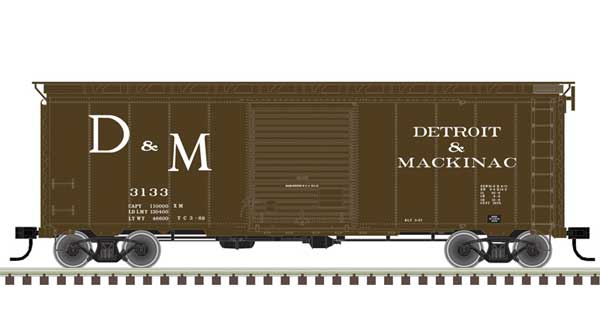 40' Postwar Boxcar with 8' Door - Ready to Run - Master(R) -- Detroit and Mackinac 3113 (Boxcar Red, white)