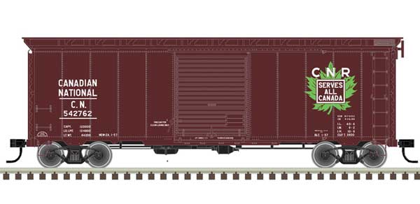 40' Postwar Boxcar with 8' Door - Ready to Run - Master(R) -- Canadian National 542762 (Boxcar Red, white, green, Serves All Canada)