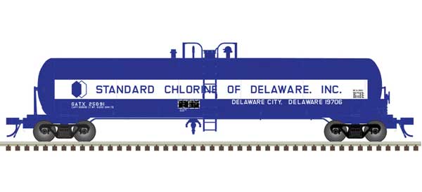 GATX 20,700-Gallon Tank Car - Ready to Run - Master(R) -- Standard Chlorine of Delaware GATX #25085 (blue, white)