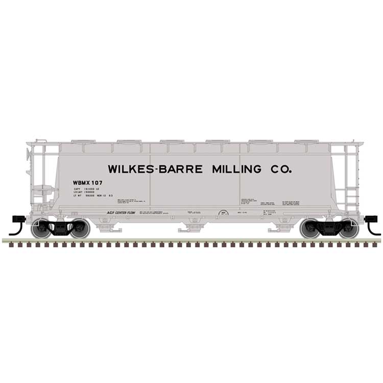 ACF 3-Bay Cylindrical Hopper - Ready to Run -- Wilkes-Barre Milling Co. #105 (gray, black)