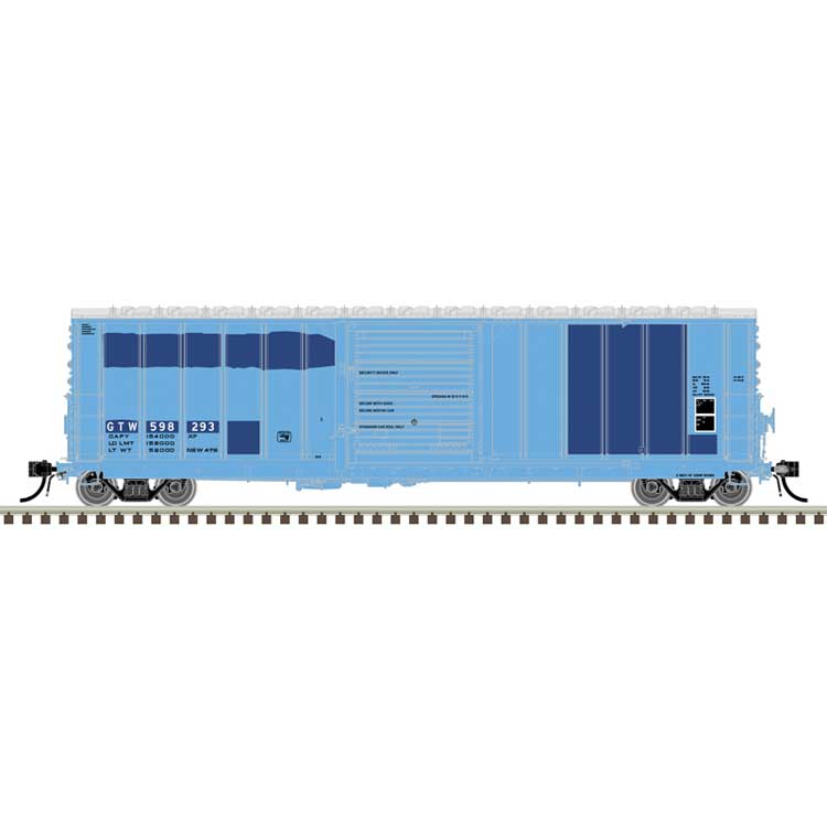 CNCF 5000 50' Boxcar - Ready to Run - Master(R) -- Grand Trunk Western #598293 (Ex-RI, light blue, dark blue, white)