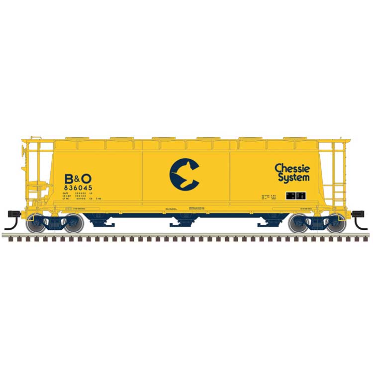 ACF 3-Bay Cylindrical Hopper - Ready to Run - Maaster(R) -- Chessie System B&O #836136 (yellow, blue)