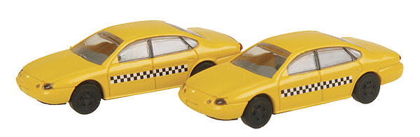 American Automobiles, Ford, Taurus 1996 4-Door Sedan -- Taxi (yellow, black, white checkerboard)