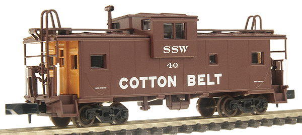 Extended Vision Cupola Caboose w/Rapido Couplers -- Cotton Belt #40 (brown, orange)