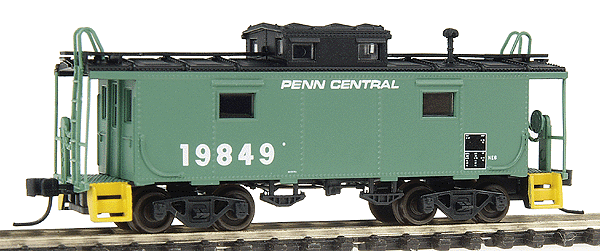 NE-6 Caboose - Assembled; New Haven Style w/Side Windows Closer to Cupola -- Penn Central #19849 (green, white, black)