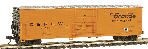 Fruit Growers Express 50' Boxcar -- Denver & Rio Grande Western #61416 (orange, silver roof, black ends, letteri