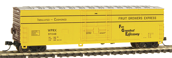 Fruit Growers Express 50' Boxcar -- Western Pacific - FGE "Stripes" #97048 (yellow w/brown ends, black letteri