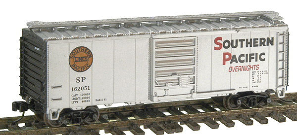 40' PS-1 Boxcar w/AccuMate(R) Couplers -- Southern Pacific "Overnights" #162051 (silver, black, orange, red)