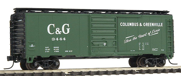 40' PS-1 Boxcar w/AccuMate(R) Couplers -- Columbus & Greenville #3444 (green, black, white)