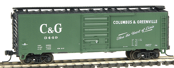 40' PS-1 Boxcar w/AccuMate(R) Couplers -- Columbus & Greenville #3449 (green, black, white)