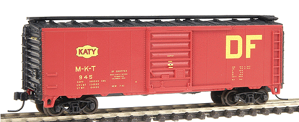 40' PS-1 Boxcar w/AccuMate(R) Couplers -- Missouri-Kansas-Texas "Katy" #945 (red, black, yellow)