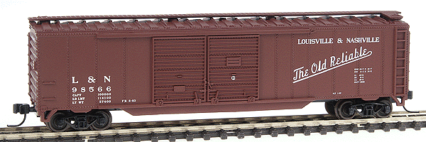 50' Staggered Double-Door Boxcar -- Louisville & Nashville "The Dixie Line" #98566 (Boxcar Red, white)