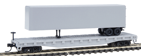 Piggy-Back Flatcar w/40' Trailer -- Undecorated