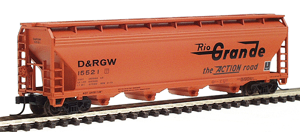 Modern ACF 5250 4-Bay Centerflow Hopper - Assembled -- Denver & Rio Grande Western #15521 (orange, black, "flying" Rio Grande)