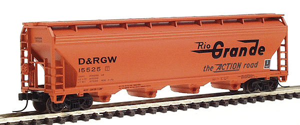 Modern ACF 5250 4-Bay Centerflow Hopper - Assembled -- Denver & Rio Grande Western #15525 (orange, black "flying" Rio Grande)