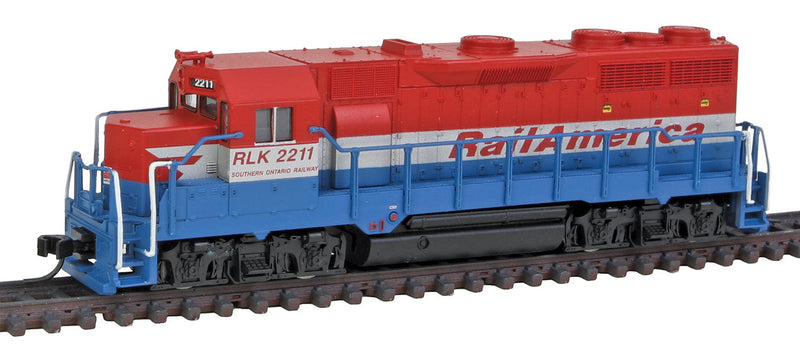 EMD GP35 Phase Ib w/Dynamic Brakes - Standard DC - Master(R) -- Railink Canada, RailAmerica RLK #2011 (red, silver, blue)
