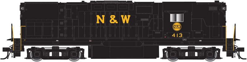 Alco C420 Phase 2A High-Nose, Dynamic Brakes - Standard DC -- Norfolk & Western #413 (black, yellow, Block N&W, Hamburger Logo)