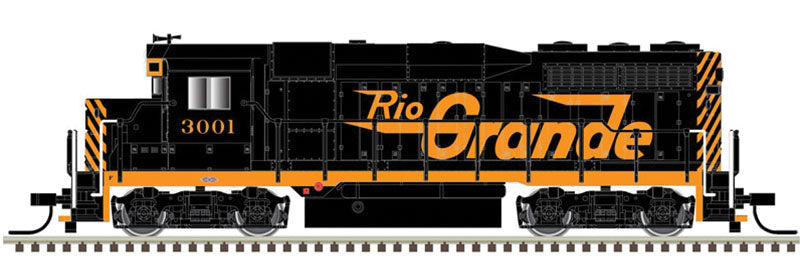 EMD GP30 Phase 2 with Nose Headlight - Standard DC -- Denver & Rio Grande Western #3027 (orange, black; Large Flying Grande)