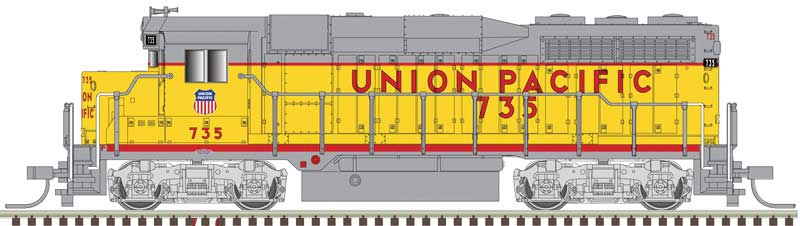 EMD GP30 Phase 2 No Nose Headlight - LokSound & DCC -- Union Pacific 730 (Armour Yellow, gray, red, Later Large Lettering)