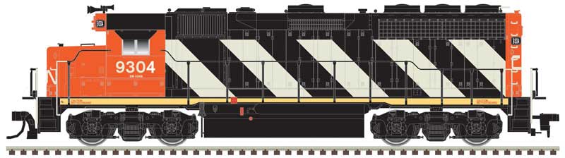 EMD GP40 Low Nose with Dynamic Brakes - LokSound and DCC - Gold -- Canadian National 9308 (black, white, red, Seargent Stripes)