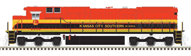 GE Dash 8-40C - Standard DC - Master(R) Silver -- Kansas City Southern #3493 (Southern Belle; red, black, yellow)