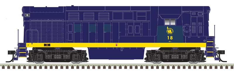Fairbanks-Morse H16-44 - Standard DC - Master(R) Silver -- Central Railroad of New Jersey #19 (blue, yellow)