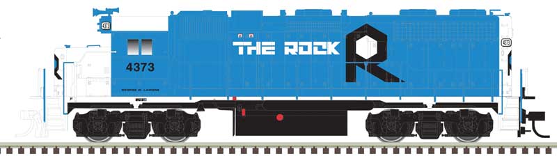 EMD GP38 Low Nose w/Dynamic Brakes - LokSound & DCC - Master(R) Gold -- Rock Island Rail #4373 (2020s, blue, black, white, Ditch Lights)