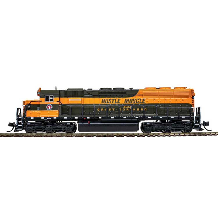 EMD SD45 Low Nose - Sound and DCC - Master(R) Gold -- Great Northern #400 Hustle Muscle (Omaha Orange, green, yellow)