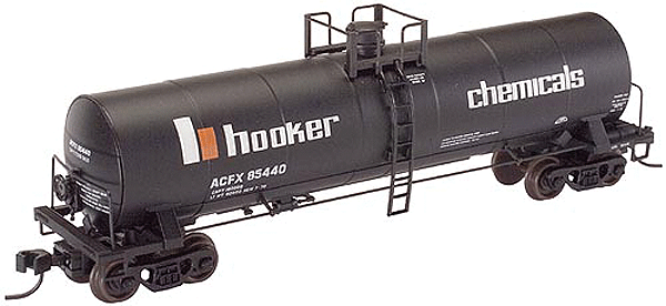 ACF 17,360 Gallon Insulated General Service Tank Car - Assembled -- ACFX Hooker Chemicals #85440 (black, white, orange)