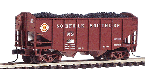 55-Ton Fishbelly 2-Bay Hopper w/Peaked End -- Norfolk Southern Railway #9000 (brown, yellow, white)