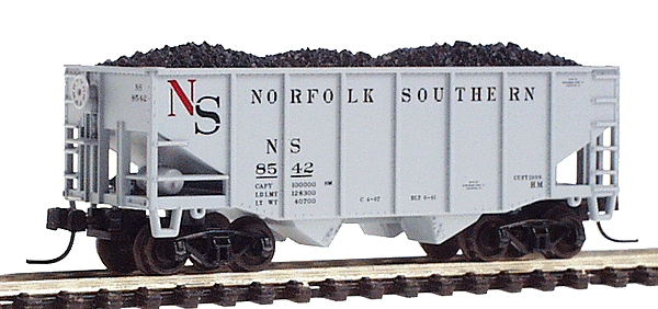 55-Ton Fishbelly 2-Bay Hopper w/Flat End -- Norfolk Southern Railway #8543 (gray, red, black)