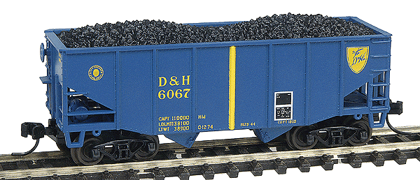 55-Ton Fishbelly 2-Bay Hopper w/Flat End -- Delaware & Hudson "City of Oneonta" #6067 (blue, yellow)