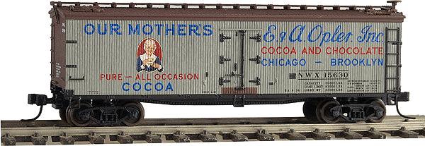40' Wood Refrigerator Car - Assembled -- Nort Western/Our Mother's Cocoa #15630 (brown, red, white, blue, black)