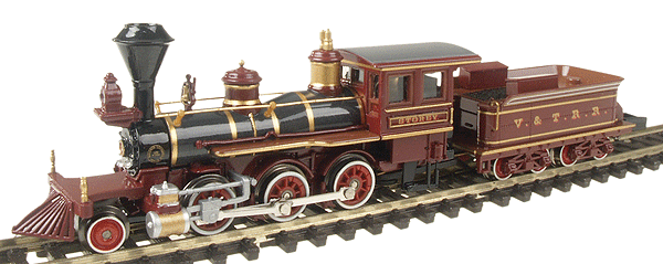 2-6-0 Mogul - Standard DC w/Rapido Couplers -- Virginia & Truckee "Storey" #3 (maroon, gold, red, white, black, Russian I