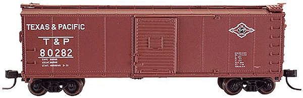 USRA 40' Rebuilt Steel Boxcar - Assembled -- Texas & Pacific #80282 (Boxcar Red, white)