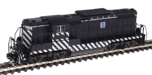 Diesel EMD GP7 Phase 1 "Torpedo Tube" Passenger Unit Powered -- Santa Fe Painted (black & white "Zebra Stripes"), No Unit Number