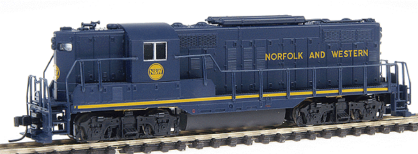 EMD GP9 Phase II w/Torpedo Tube Air Tanks - Standard DC -- Norfolk & Western - Painted (blue, gold), No Unit Number