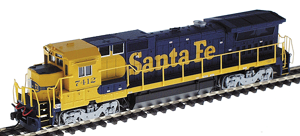 Diesel GE Dash 8-40B Powered -- Santa Fe #7412 (blue, yellow)