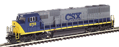 Diesel EMD SD60M w/2 Window Cab Powered - With Decoder -- CSX #8759 (Bright Future)