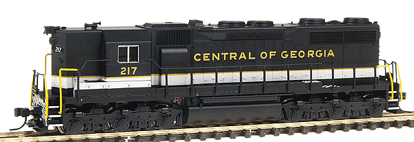 EMD SD35 High Nose w/DCC -- Central of Georgia #217 (black, Imitation Aluminum, gold)
