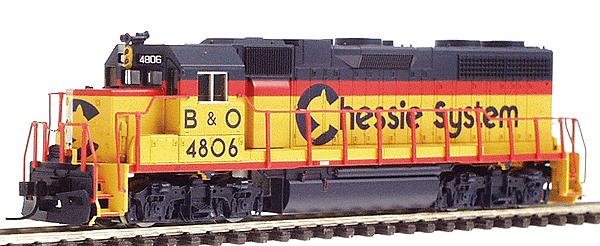 EMD GP38 Low Nose w/DCC -- Chessie System/B&O #4806 (blue, yellow, Vermillion)