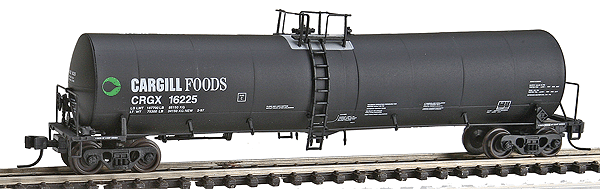 Master(TM) Trinity 25,500-Gallon Tank Car - Ready to Run -- Cargill Foods #16225 (black, green Logo)