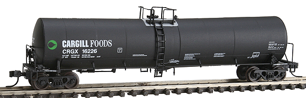 Master(TM) Trinity 25,500-Gallon Tank Car - Ready to Run -- Cargill Foods #16226 (black, green Logo)