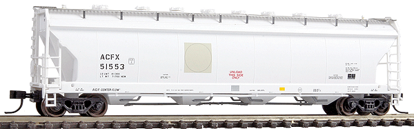 ACF 4-Bay Center Flow(R) Pressureaide(R) Covered Hopper - Ready to Run -- ACFX #51553 (NKC 1993 Repaint, white, gray)