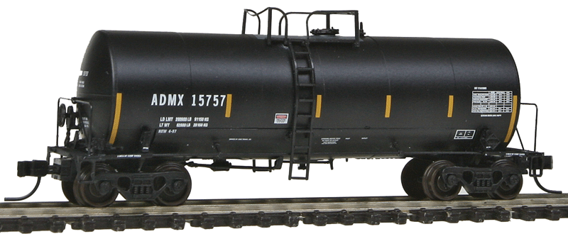 Trinity 17,600-Gallon Corn Syrup Tank Car ADM Style - Ready to Run -- Archer-Daniels-Midland ADMX #15757 (black, yellow Conspicuity Marks, No Logo