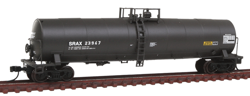 23,500-Gallon Tank Car - Ready to Run - Master(R) -- Southern Rail Associates SRAX #23947 (black, white, No Logo)