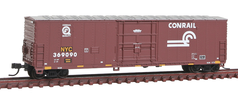 Fruit Growers Express 50' Plug-Door Boxcar - Ready to Run -- CSX NYC #369090 (Ex-CR Restencil, Boxcar Red, Quality Logo, yellow Stripes)
